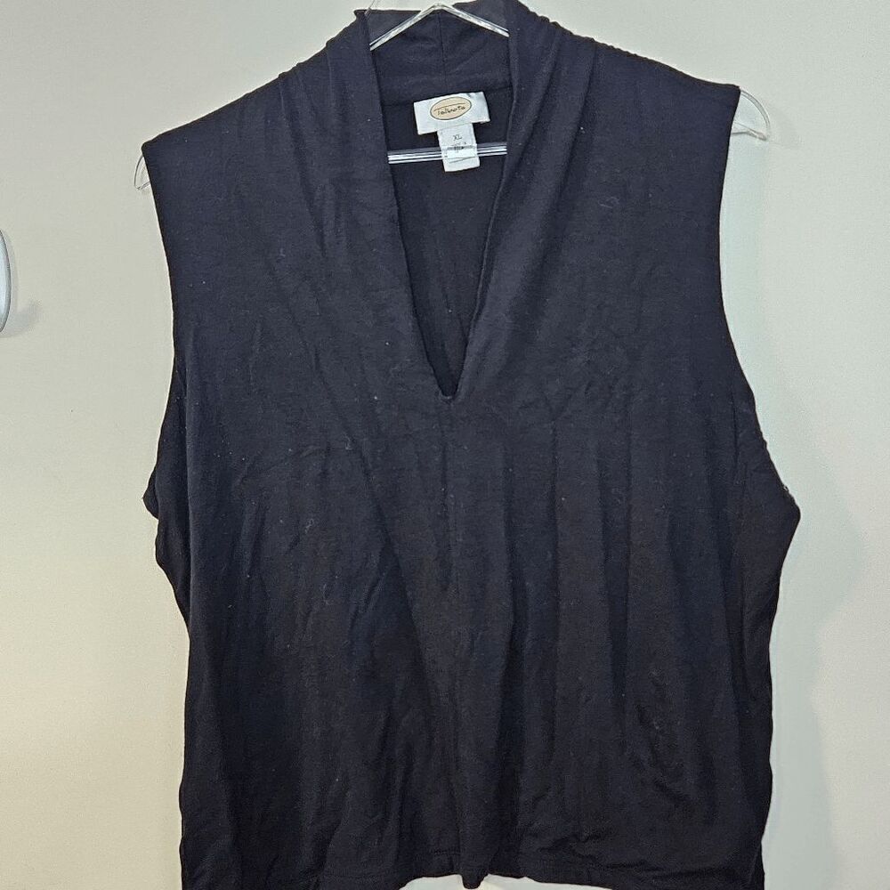 Talbots Tunic Vneck Sleeveless Blouse Vest Top Layering Rayon Work Career Womens